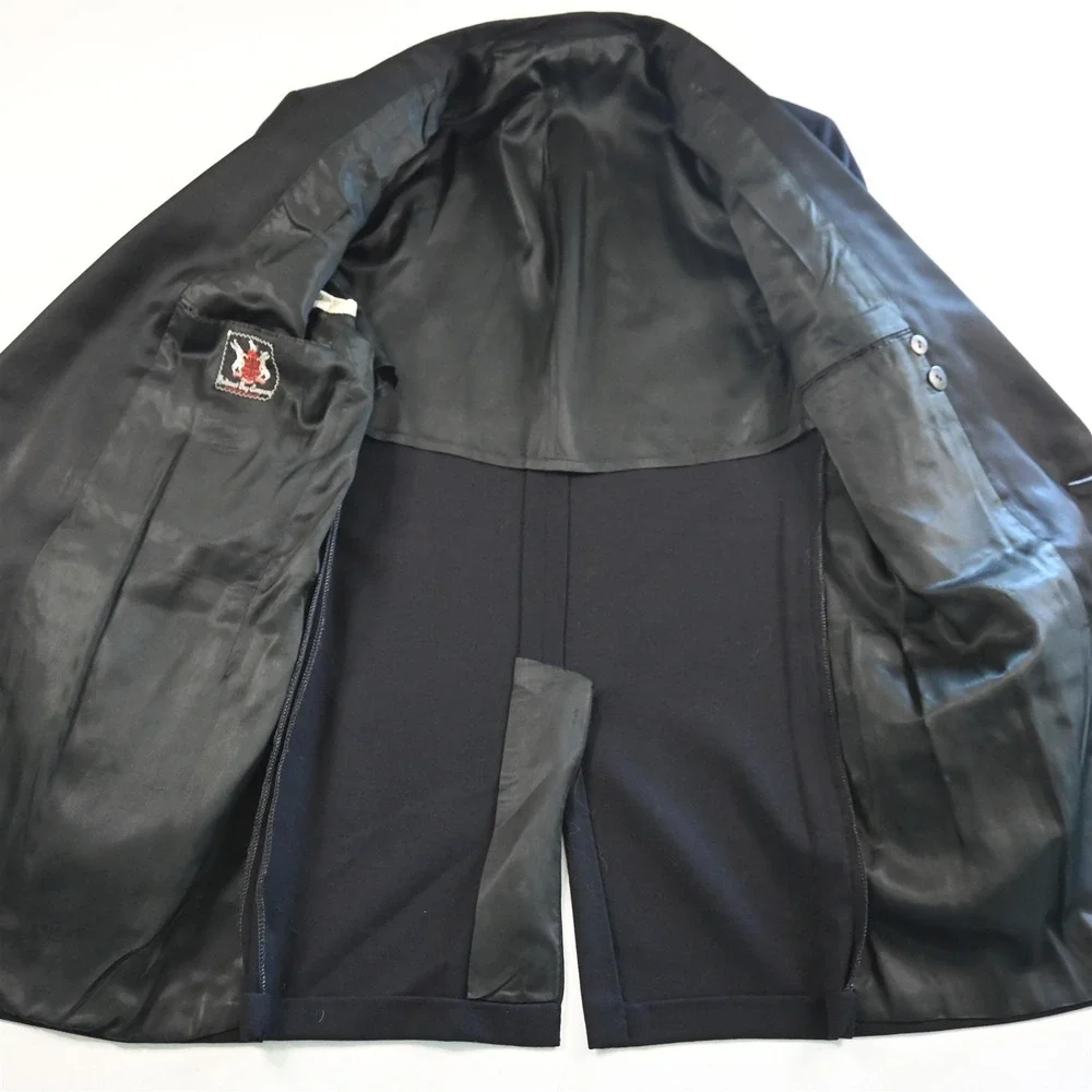 Vtg Bespoke‎ 40L 42x34 Black Wool Shawl Capt Nautical Mens Jacket Pants Tuxedo